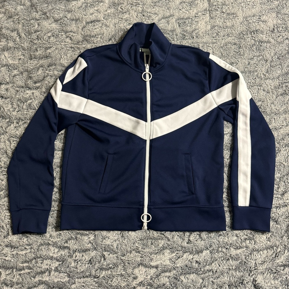 Off White Women’s 2013 Zip Up Blue & White Jacket Woman Embroidery Size XL